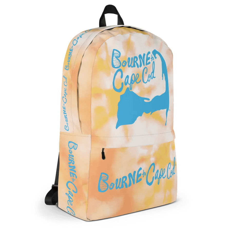 🌊 BOURNE to Backpack – Coastal Cool with BRN.2C.C.™ Vibes 🎒| Blue Logos | Orange Tie-Dye product image (3)