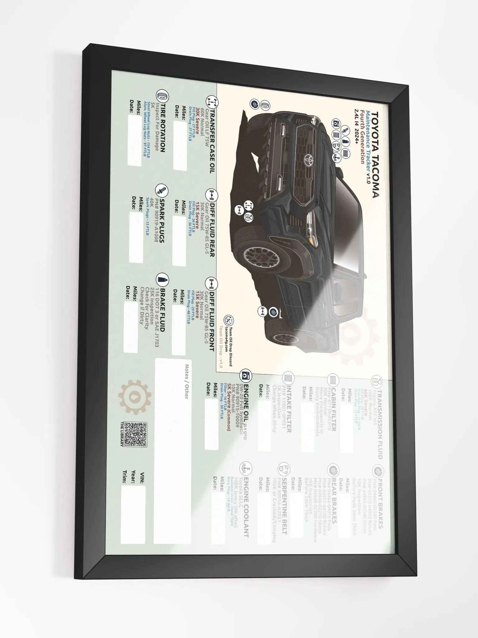 4th GEN MAINTENANCE TRACKER V1.0 - Black (FRAMED) product image (4)
