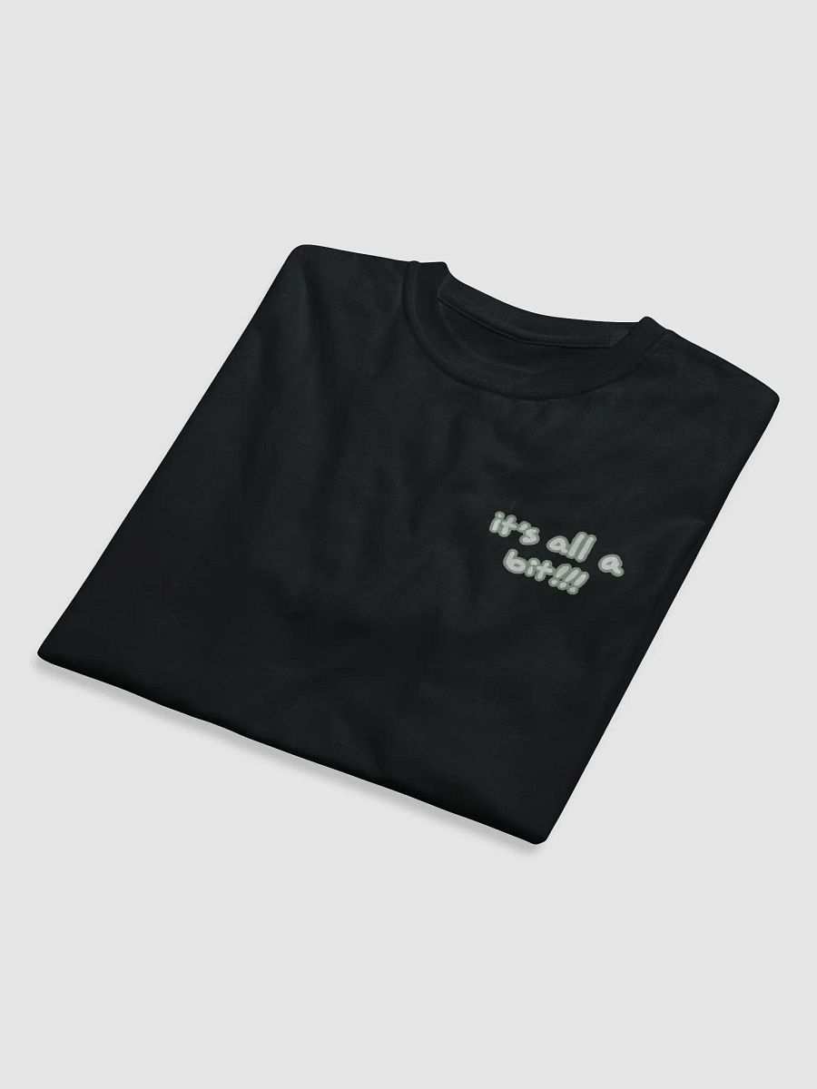 “It’s all a bit!!!” (sm. lined design, #CCE1C4) unisex eco tee product image (8)