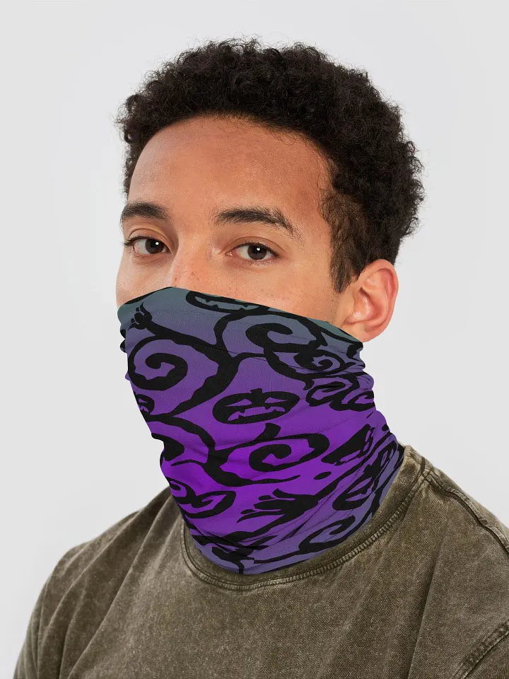 Green & Purple Scary Pumpkins Skull Neck Gaiter product image (2)