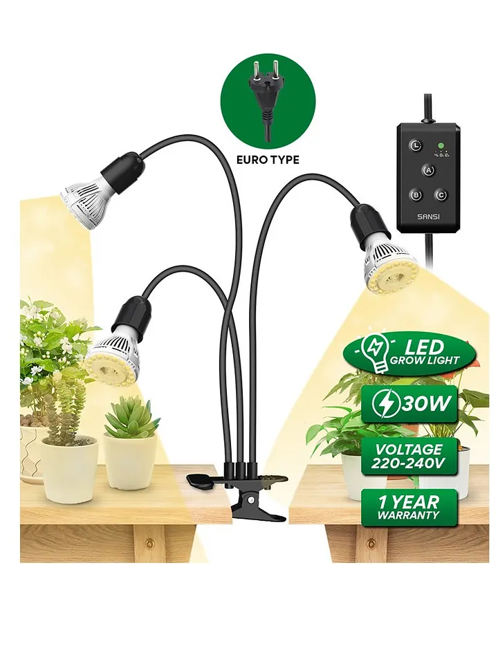 SANSI Adjustable Head Clip-On Light Holder – Flexible Clip Clamp for Indoor Plants (3-Head | 4-Head) product image (1)
