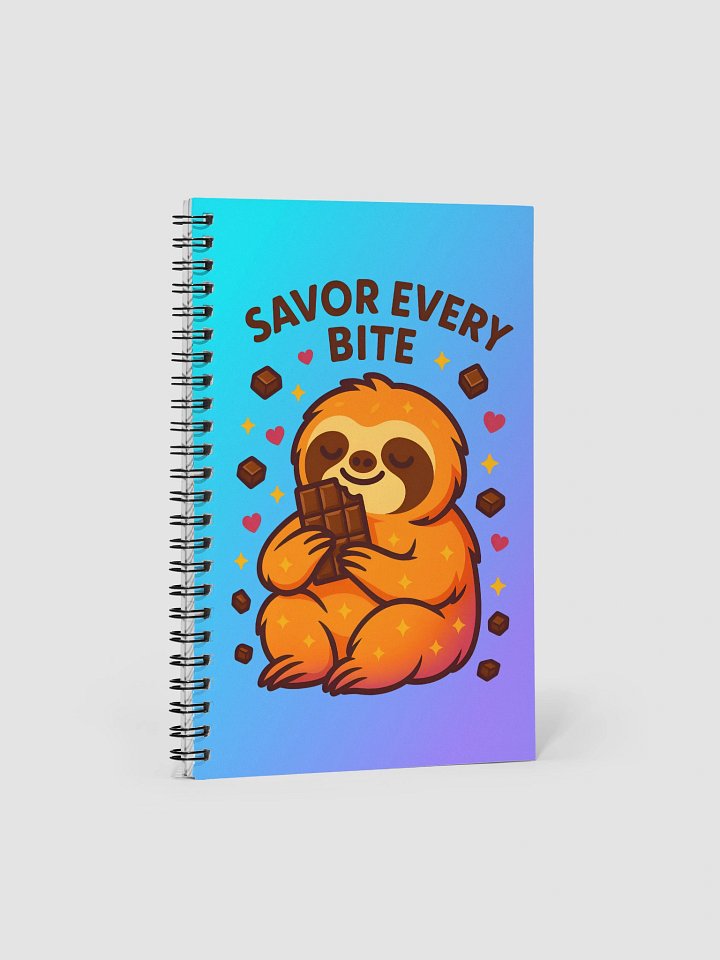 Savor Every Bite – Funny Chocolate Sloth Notebook | Sloths Having Snacks Collection product image (1)