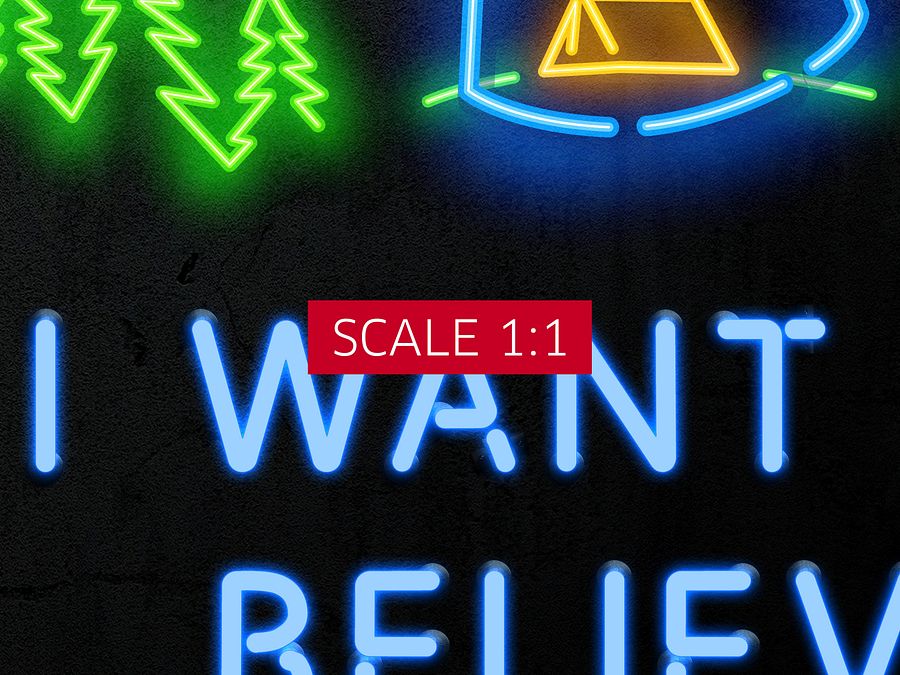 I want to believe / X-Files poster. Neon version — sci-fi poster, movie poster, space art print product image (4)