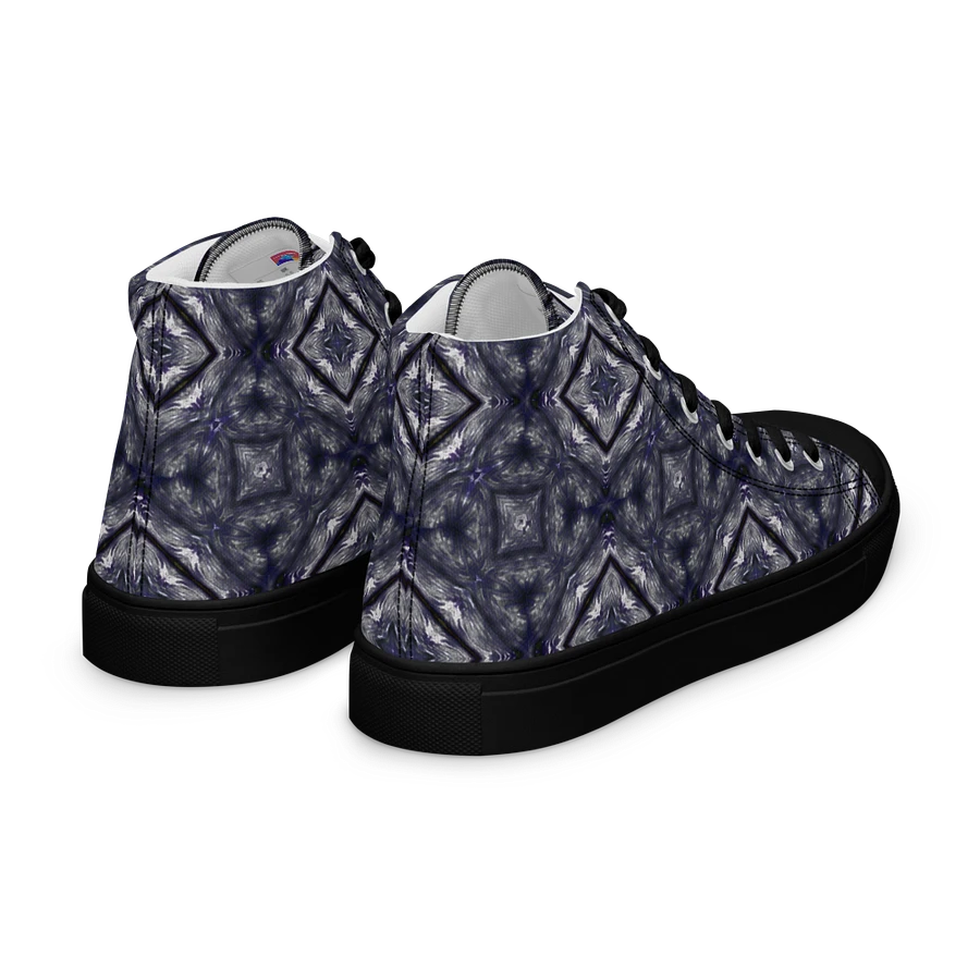 Abstract Dark Monochrome Diamond Men's Black Toe Canvas Shoe High Tops product image (24)
