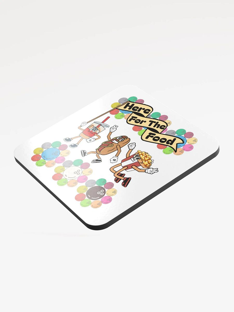 Here For The Food Bowling Foodie Friends Glossed Cork Coaster product image (3)