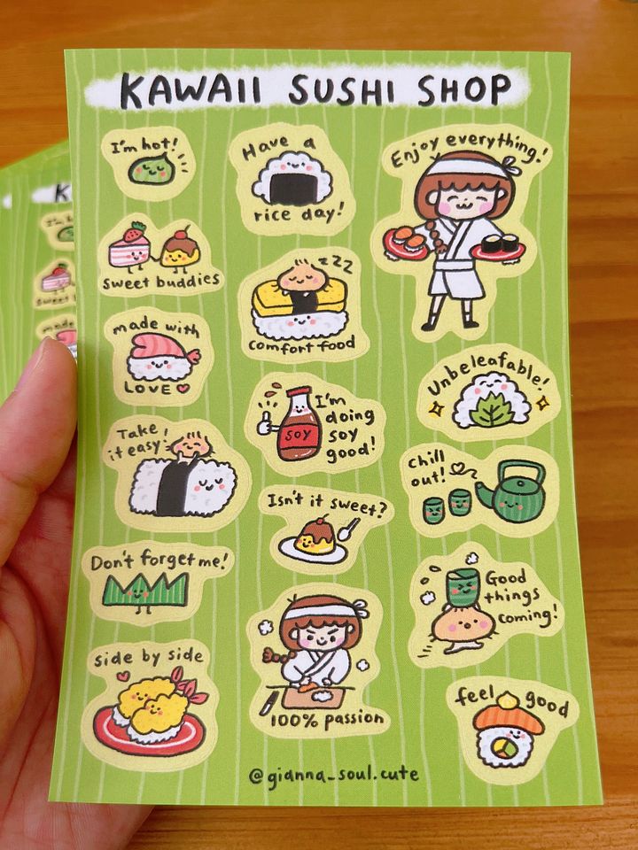 Kawaii Sushi Shop | Positivity Sticker Sheet product image (2)