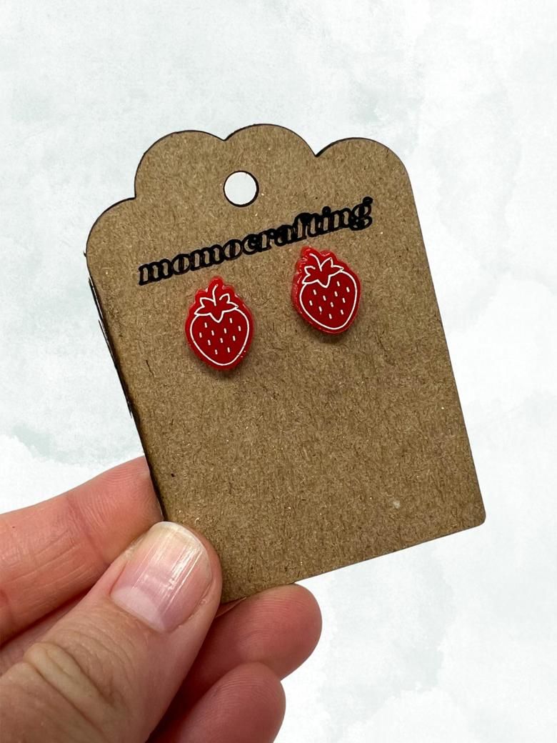 Fruit Basket Strawberry Stud Earrings (Red) product image (1)
