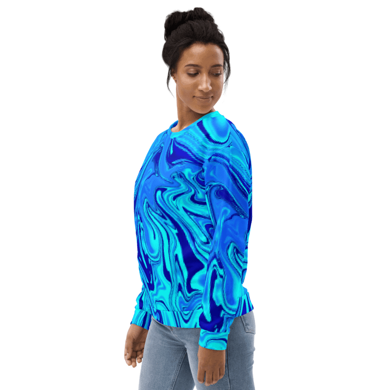 Sweatshirt - Light and Dark Blue Digital Fluid Art product image (6)