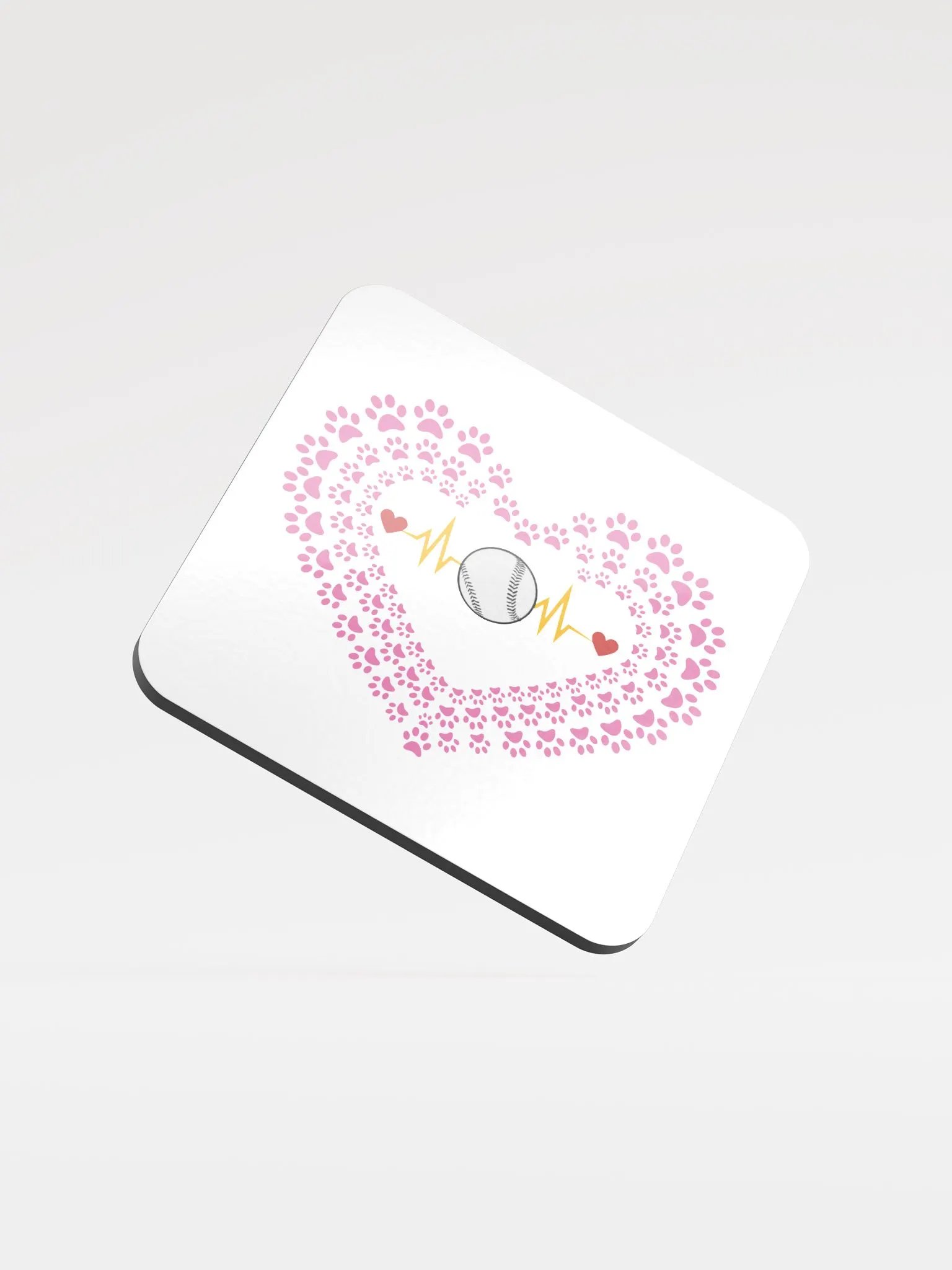 Heart Paw Print Baseball Cork Coaster product image (2)