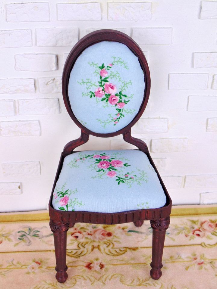 1:6 scale chair for 12” fashion dolls BLUE FLORAL product image (2)