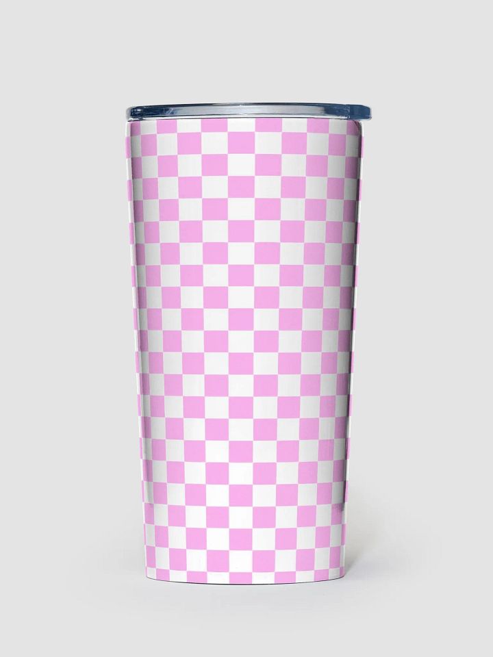 Checkered! Pastel Pink and White Checkers 20 oz Stainless Steel Tumbler product image (1)
