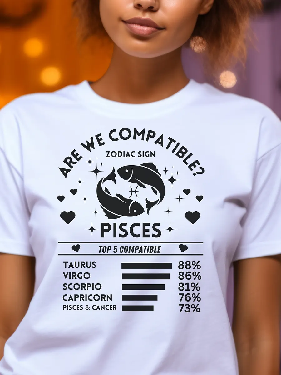 Pisces Zodiac Sign Romantic Compatibility T-Shirt - Bella Canvas 3001 Unisex Staple T-Shirt - Light Colors product image (1)