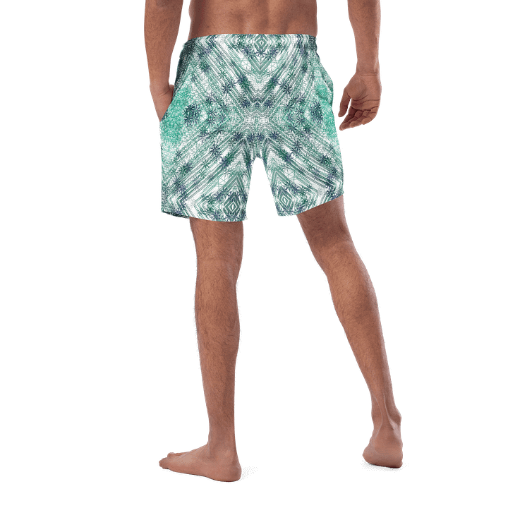 Shades Of Green Geometric Pattern Mens Swim Shorts product image (2)