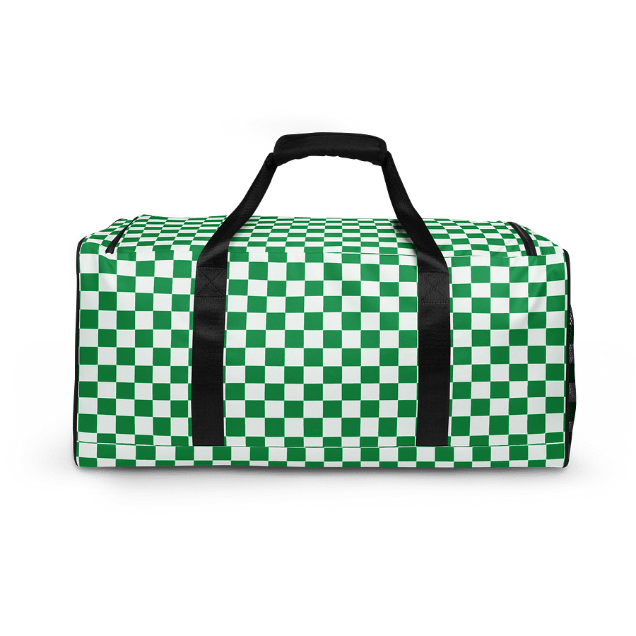 Checkered! Green and White Checkers Duffel Bag product image (4)