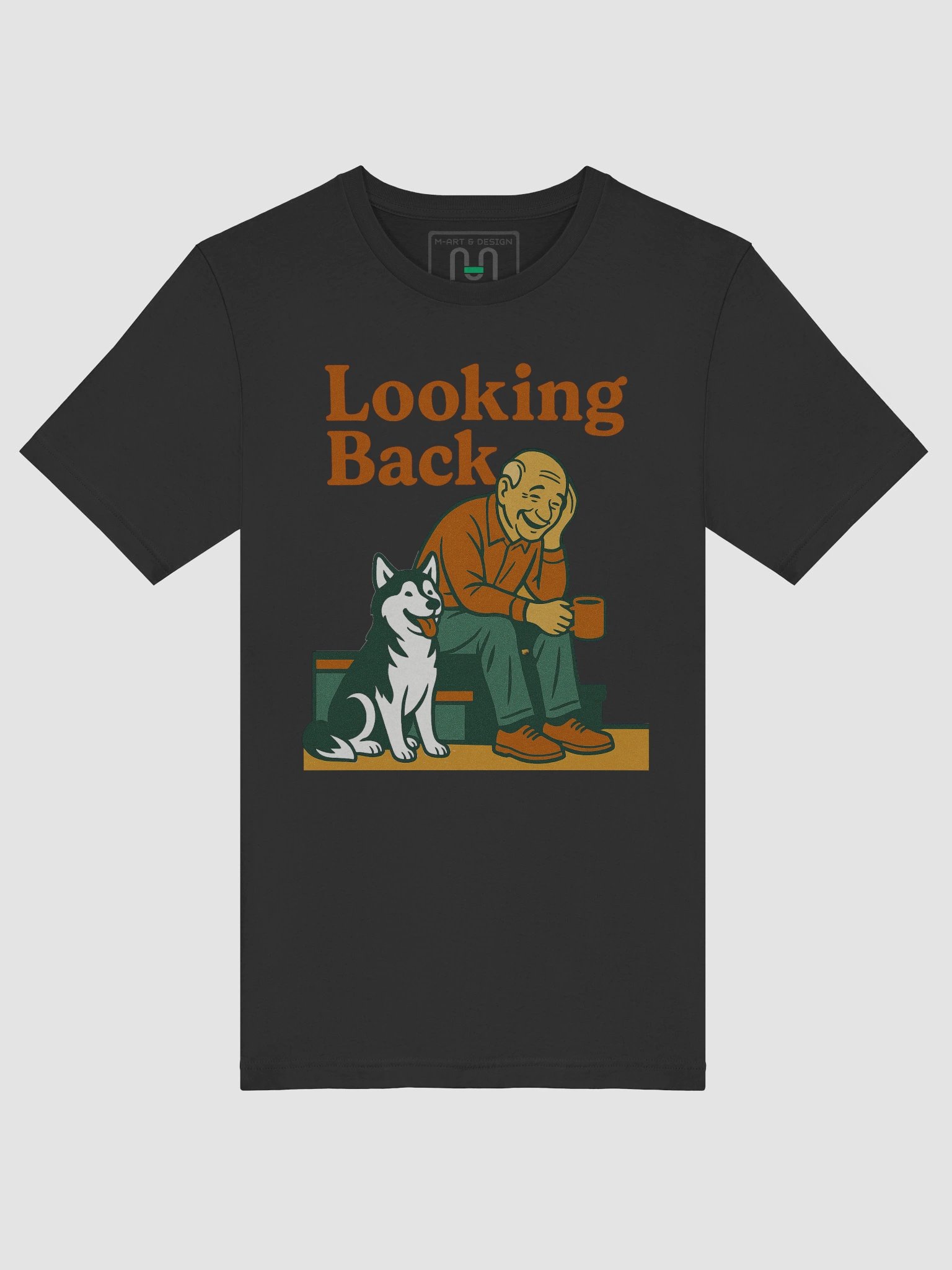 Looking Back, Moving Forward - Retro T-Shirt with Husky Friend product image (34)