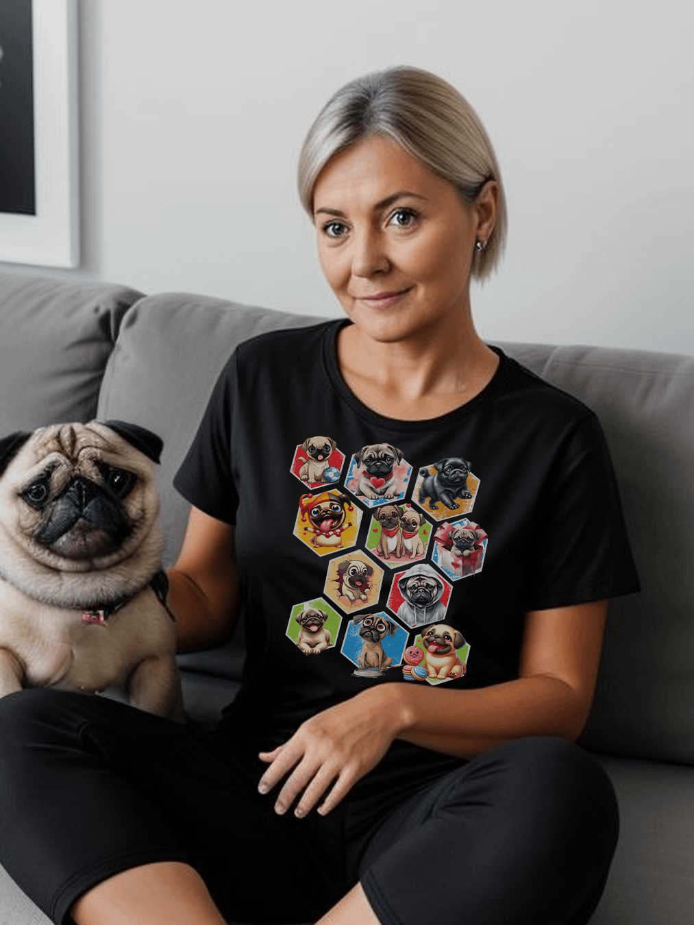 Funny Cute Pugs in Cubes for Anyone Who Loves Their Pet Pug T-shirt Tee product image (1)