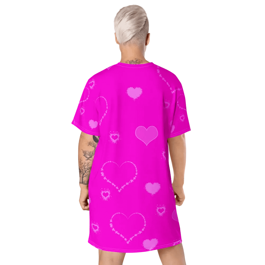 DiesmaHeart Hot Pink Hearts T-Shirt Dress product image (9)