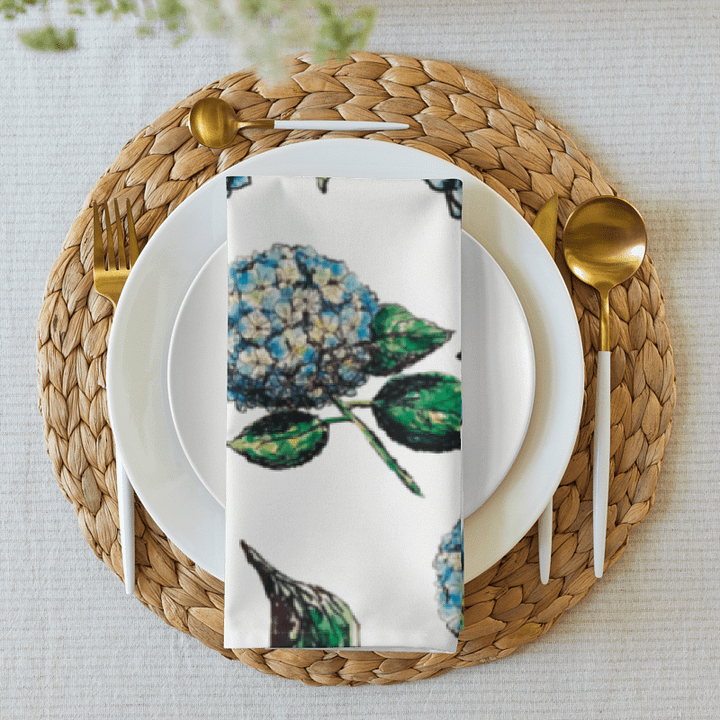 🌸 Hydrangea Blooms | Set of 4 Cloth Napkins | Monique Faella Designs™ | Coastal Floral Table Linens | product image (1)