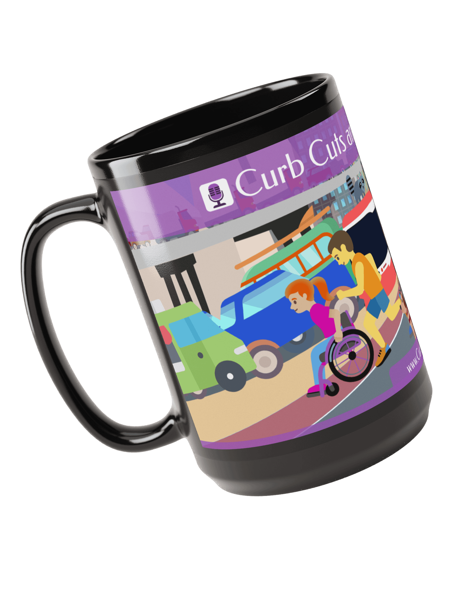 Curb Cuts and Conversations (Queen's Quay, Toronto Design): Mug - Large 440ml/15oz Glossy Black product image (3)