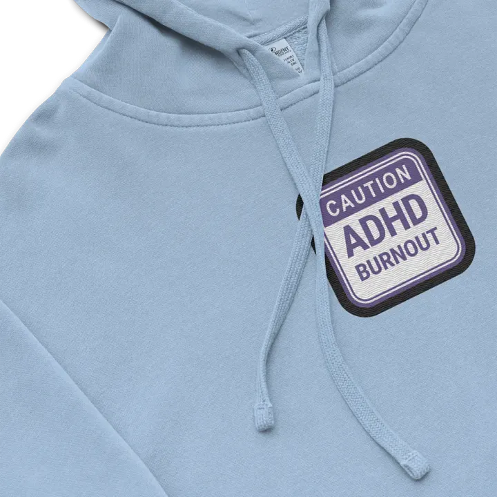 CAUTION: ADHD BURNOUT embroidered pigment hoodie (purple bubble design) product image (1)