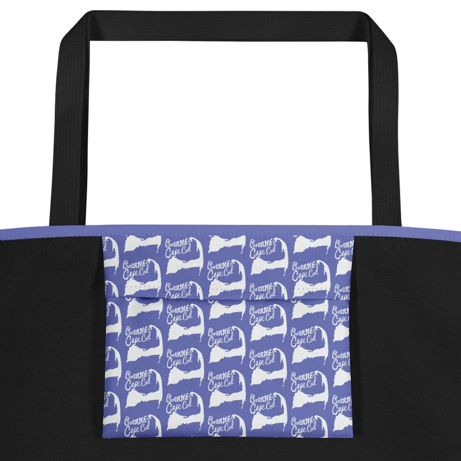 BRN.2C.C.™ | Large Tote Bag with Pocket | Coastal Classic | All-Over Logo Print | White Logo on Slate Blue product image (3)