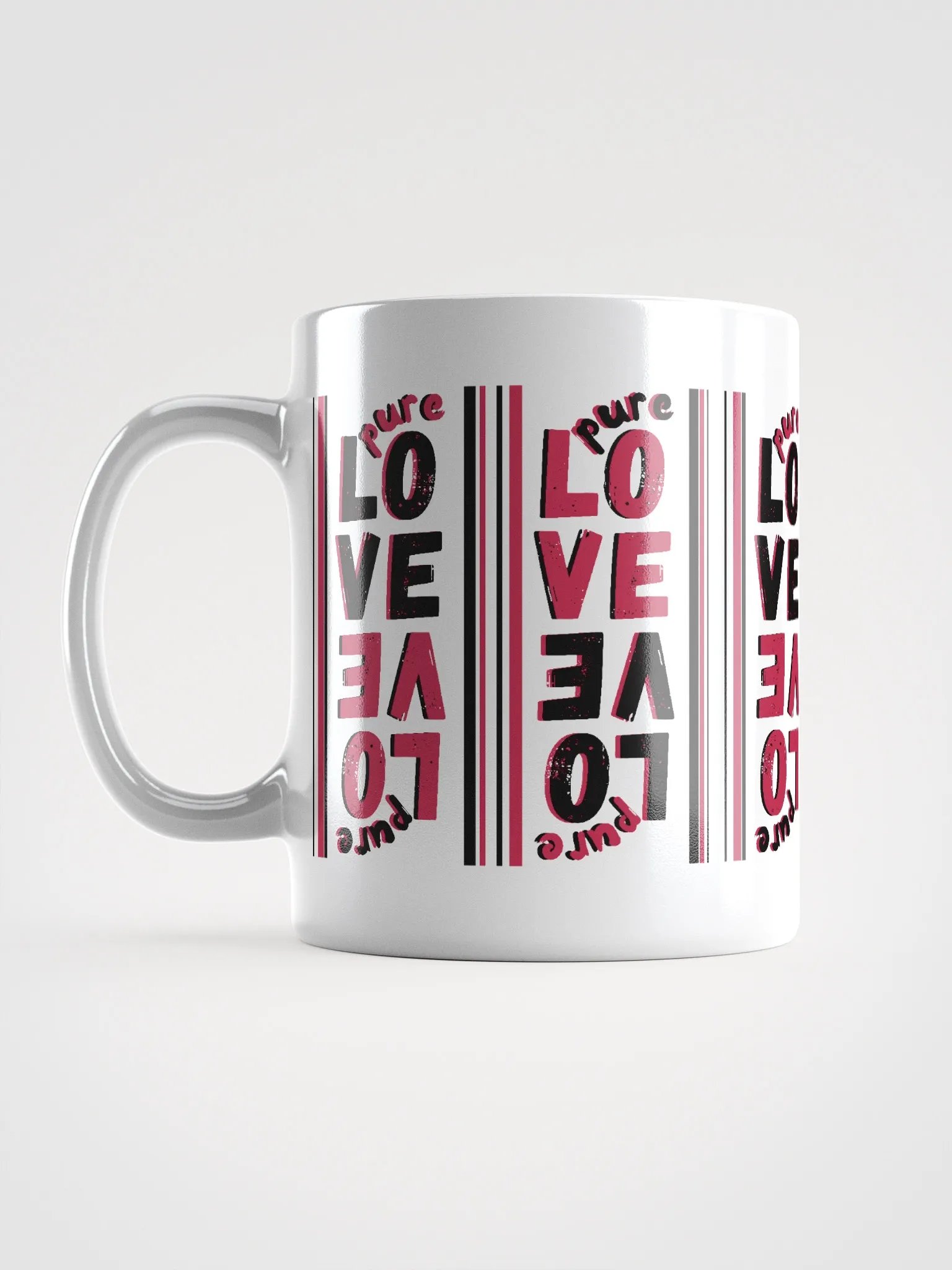 Pure LOVE dual Color Stripes in Black-Magenta - white glossy Mug product image (2)