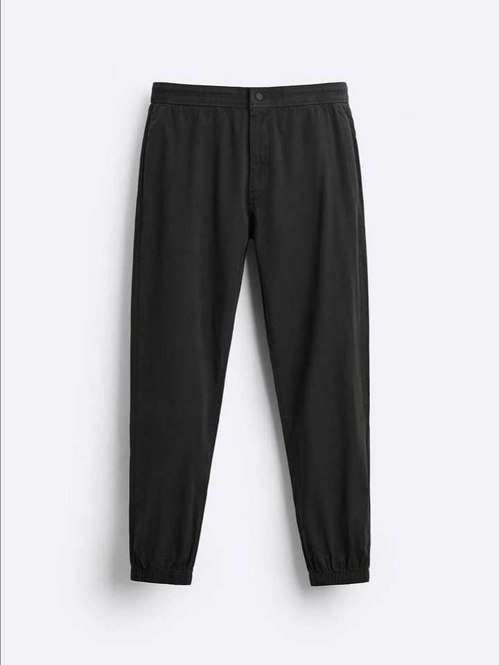 POPLIN JOGGER WAIST TROUSERS product image (1)