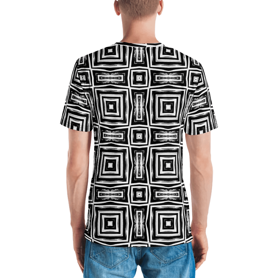 Abstract Monochrome Repeating Pattern Men's Crewneck T Shirt product image (6)