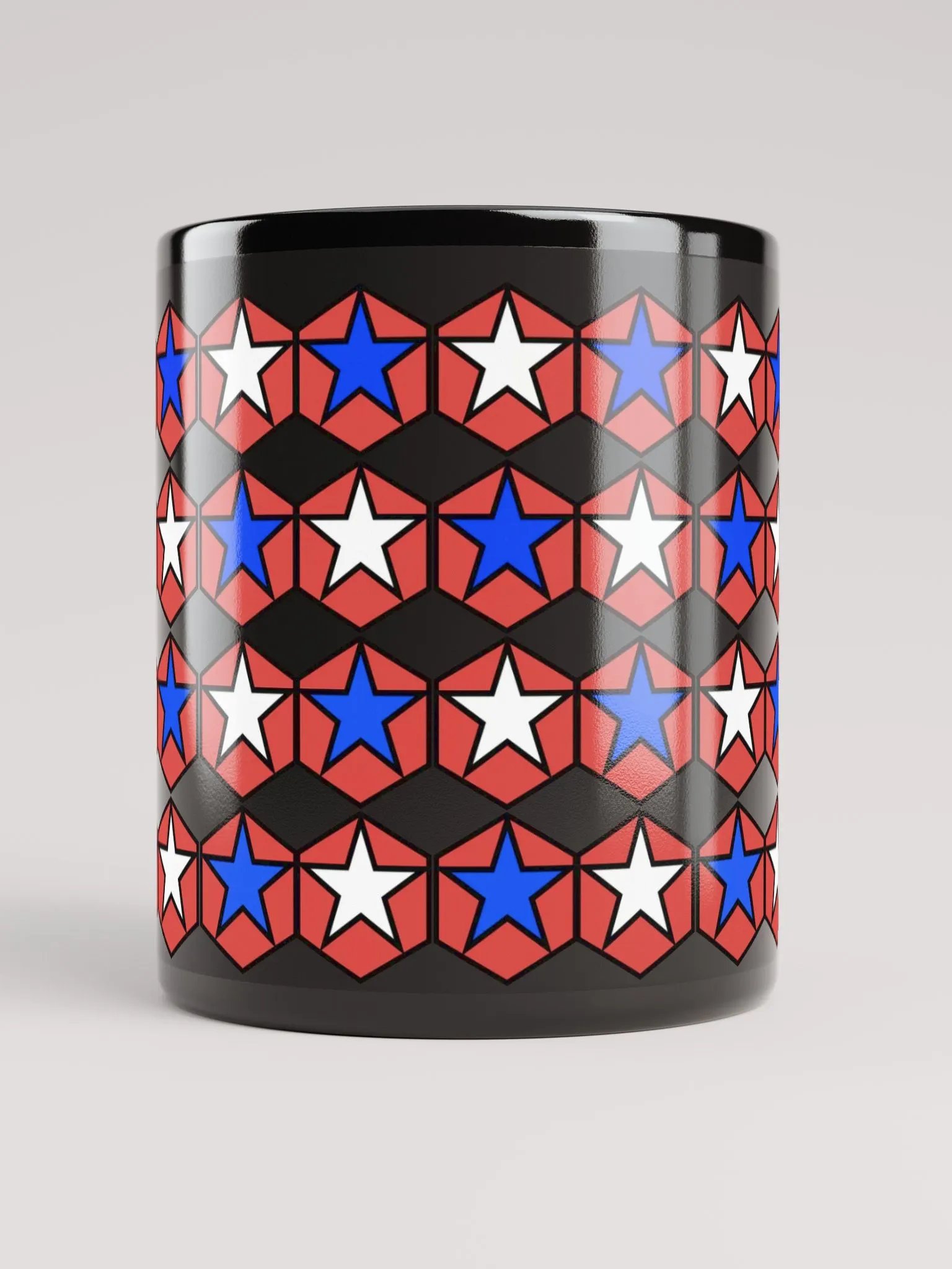 Stars Within Hexagons - Geometrical Design Black Mug product image (11)