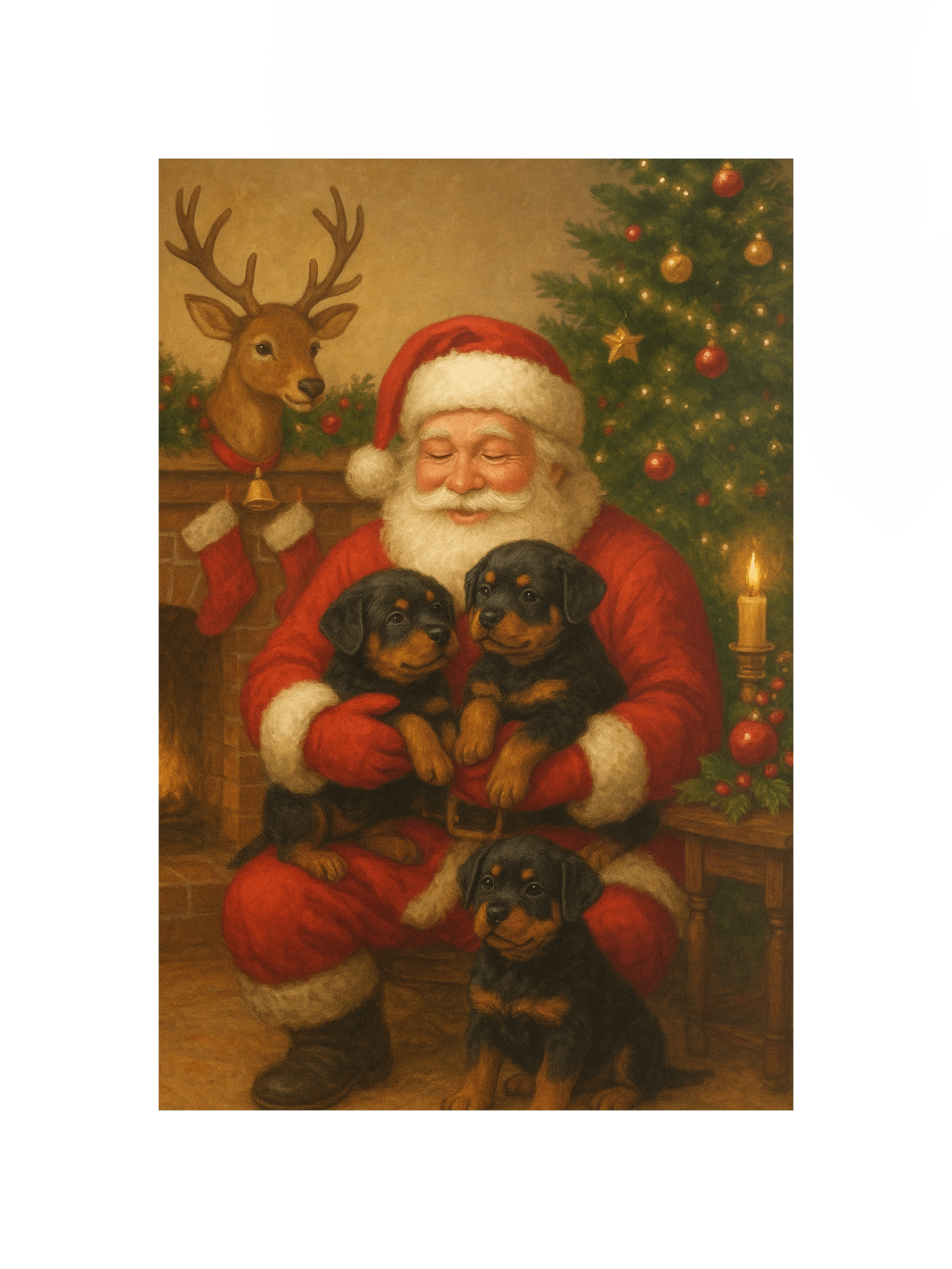 Santa's Rottweiler Puppies Festive Poster product image (11)