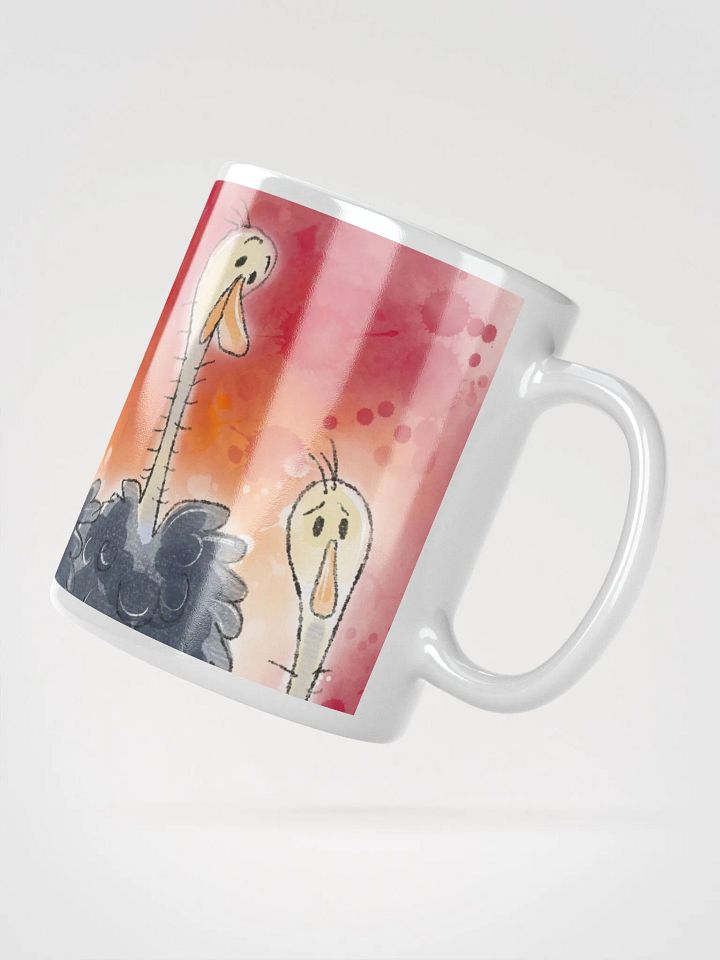 Hand Drawn Expressive Ostriches White Glossy Mug product image (5)