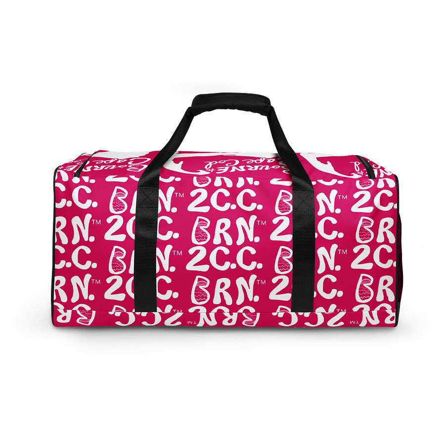 BOURNE to Cape Cod™ | Duffle Bag | BRN.2C.C.™ | Coastal Gym & Travel Gear | 22" All-Over Print Weekender | White Logos on Vibrant Pink product image (4)