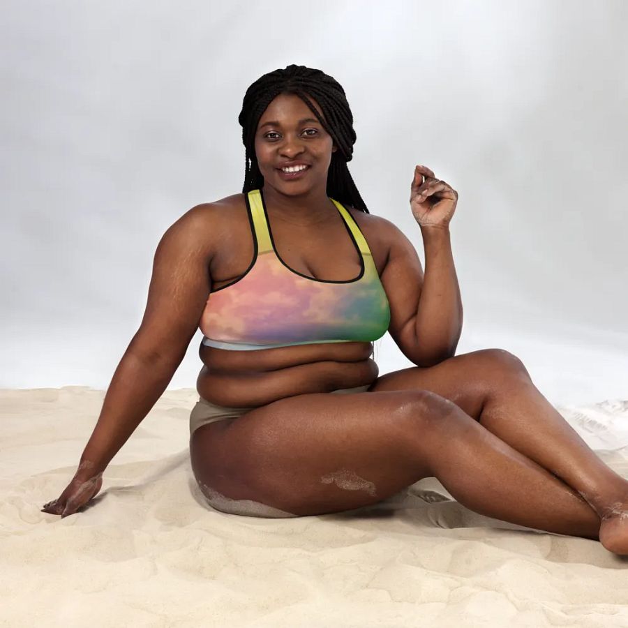 Blur cloud rainbow Design Padded Sports Bra - v12 product image (7)