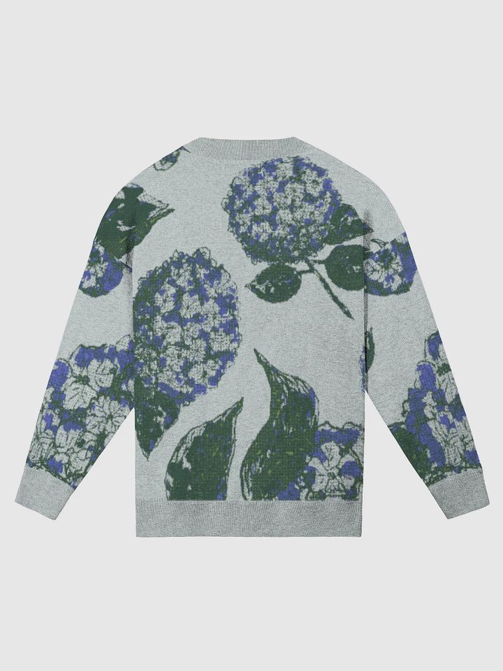 Hydrangea Dreams Knit Sweater | Unisex Relaxed Fit Crewneck | Coastal Botanical Style | Yarn Colors: Powder, Grass, Royal & Pine | Monique Faella Designs™ product image (2)