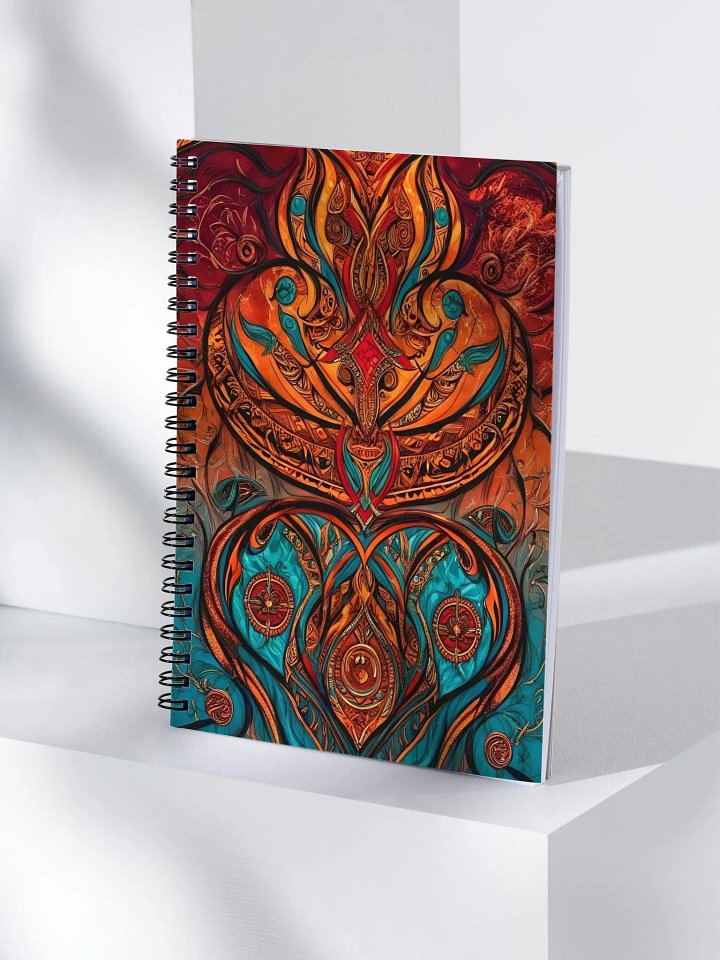 Burnt Orange, Sienna & Aqua Painted Mandala Art Spiral Notebook product image (1)