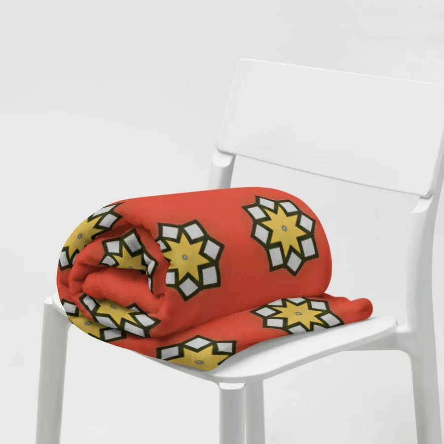 Red Yellow & Grey Star Throw Blanket product image (1)