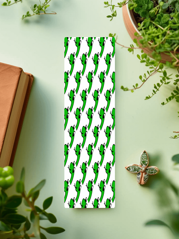 Cute Cartoon Green Gardner Snake Pattern Laminated Bookmark with Tassel for the Reptile Loving Book Reader in Your Life product image (1)
