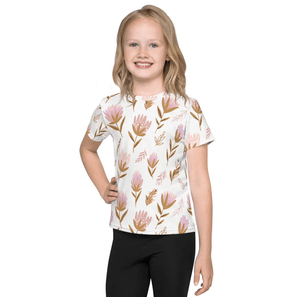 Summer Vibe Pastel Floral All Over Print Crew Neck T-Shirt For Kids product image (1)