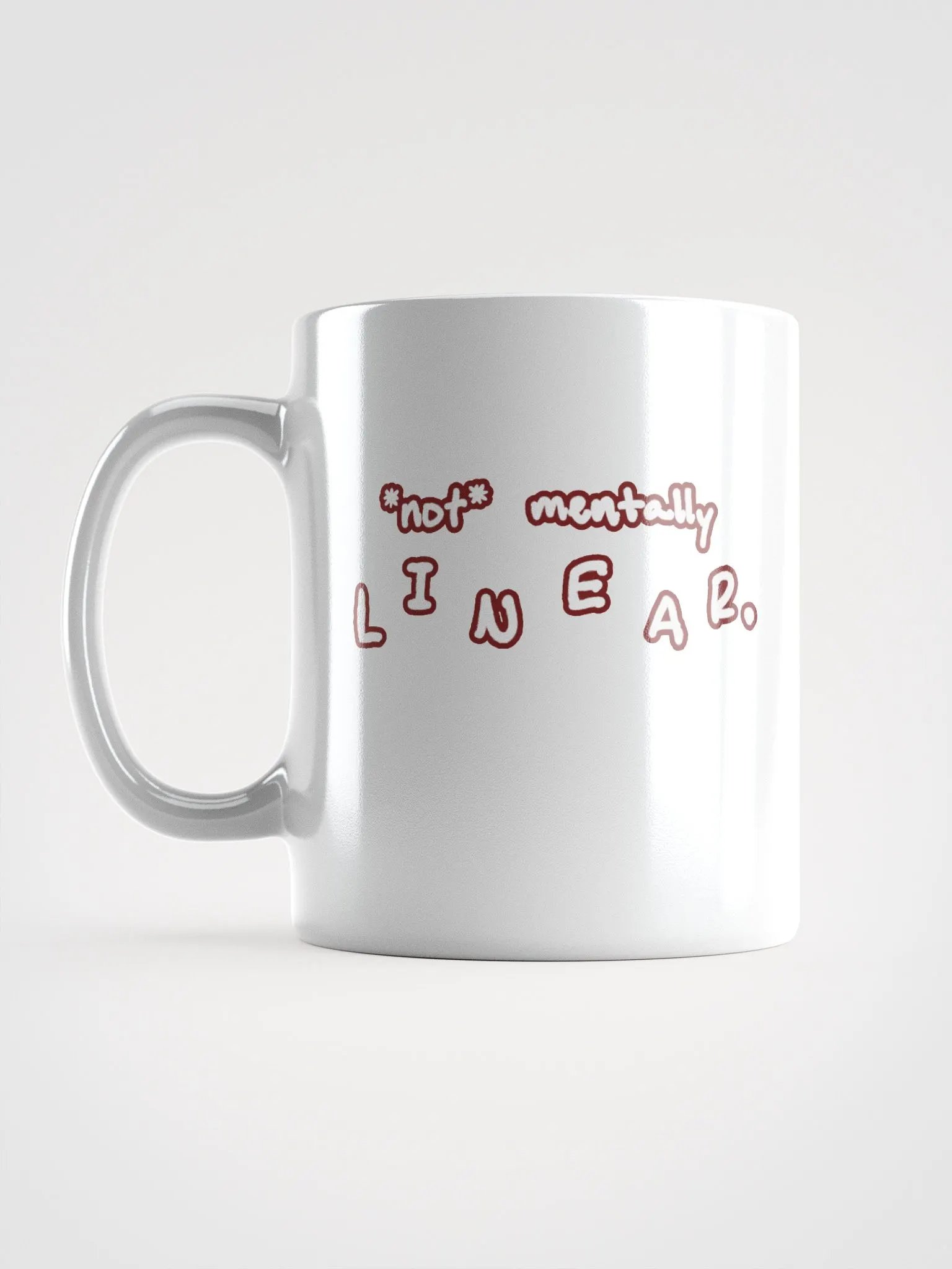 *not* mentally linear (lined design, #6D1616) glossy white mug product image (11)