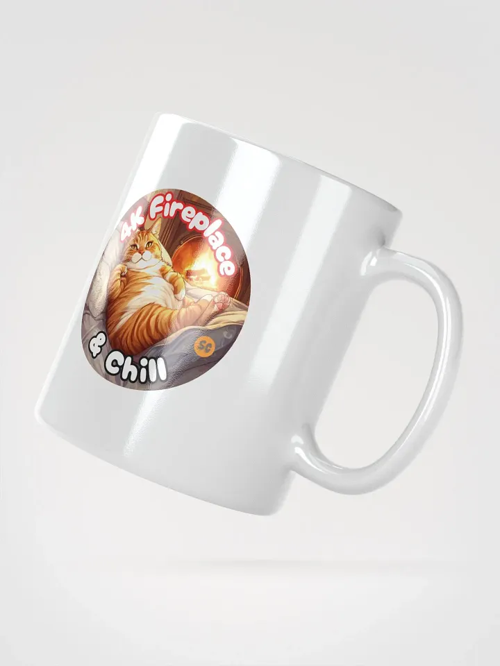 Cozy Cat - 4K Fireplace & Chill | White Glossy Mug product image (4)