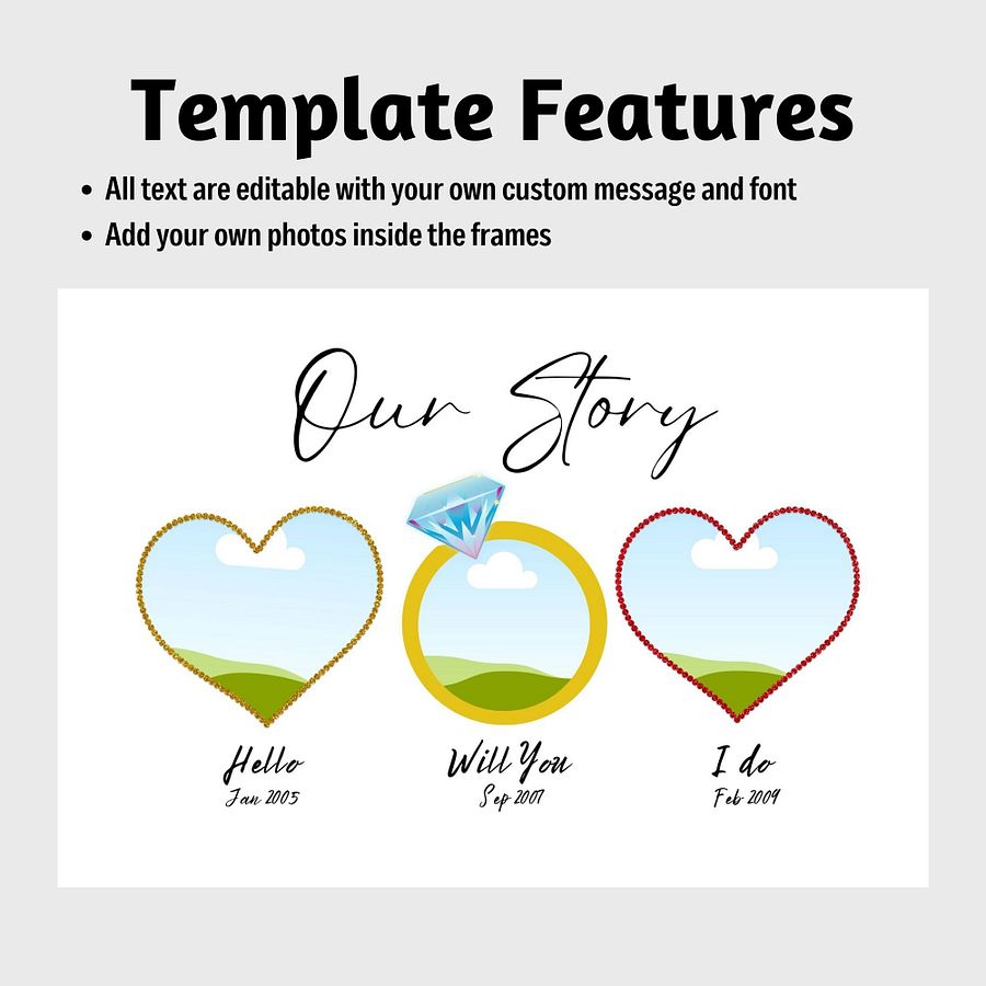 Our Story, Hello will you i do, anniversary wedding gift idea, Canva Template product image (4)