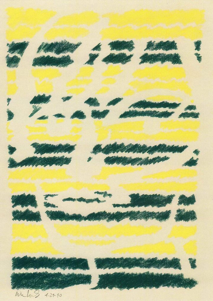 Head of a woman in green & yellow 04.29.90 Print product image (1)