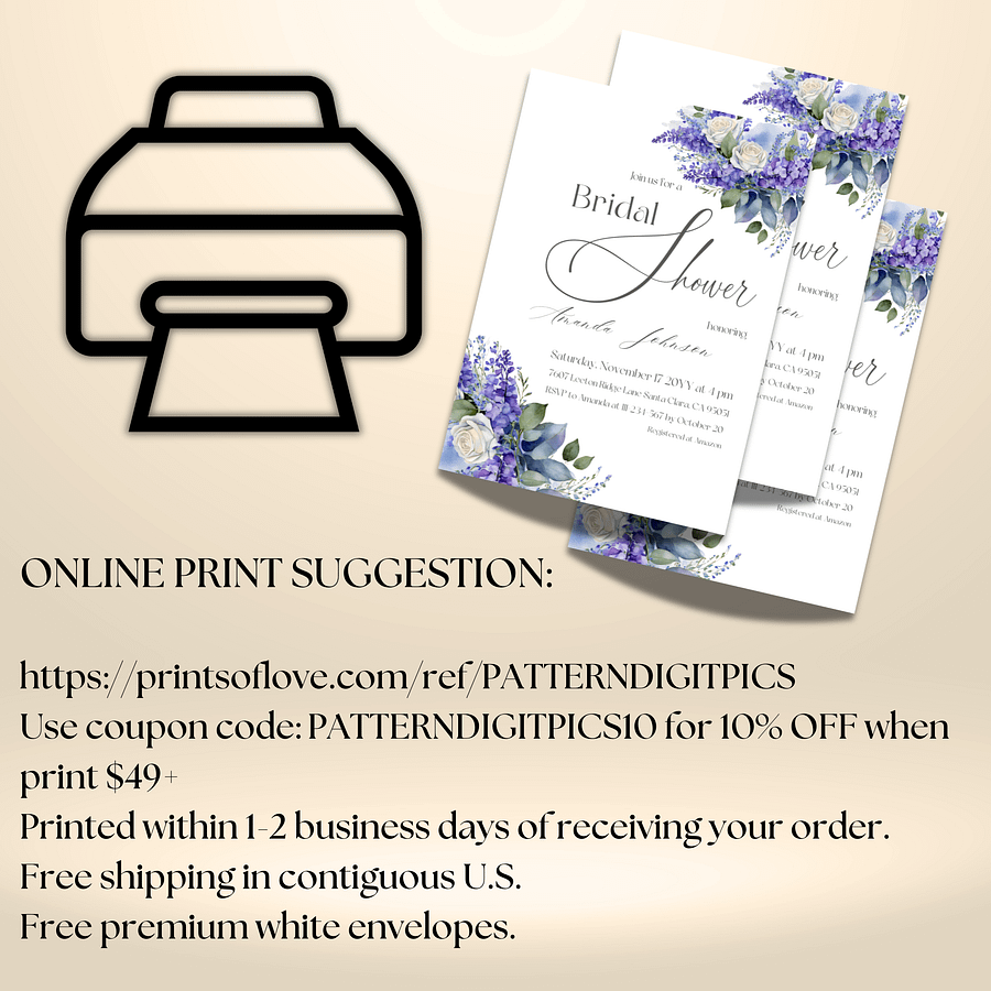 Blue Bridal Shower Invite, Rustic Wildflower Floral Invitation Canva Template, Printable Garden Party Theme Idea, Digital Download product image (10)