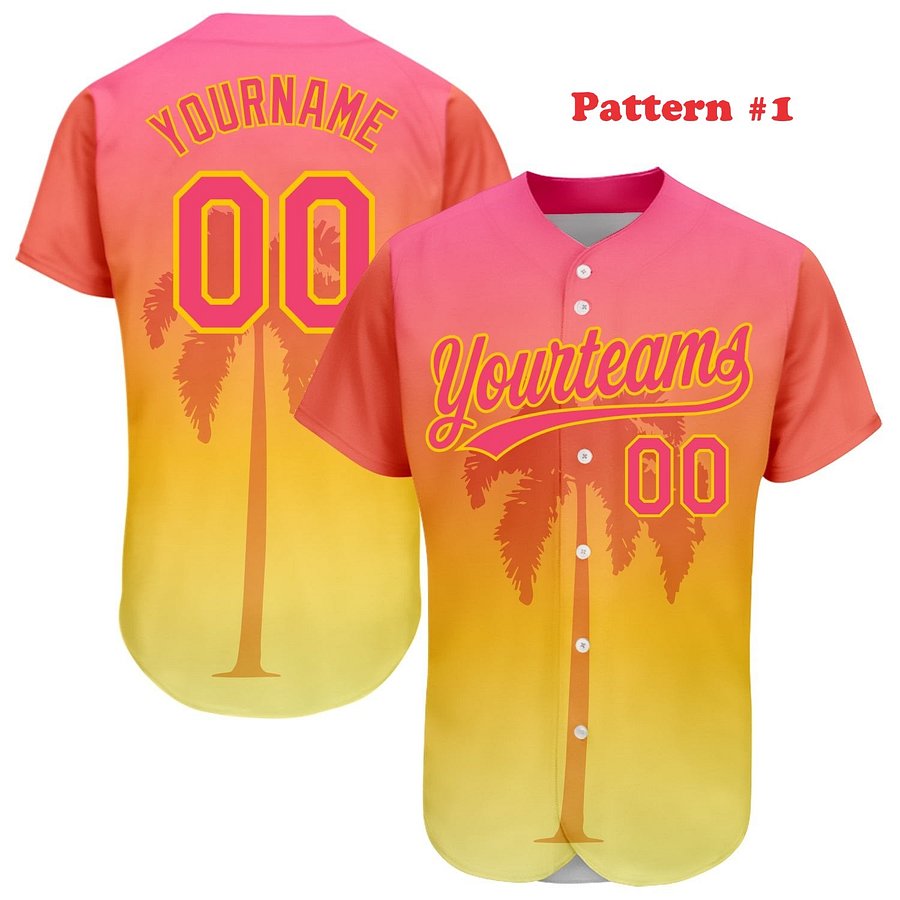 Authentic Baseball Jersey, Custom Baseball Jersey, Personalized Sport Jersey, Hawaiian Multi Colorful, Summer Palm Coconut Beach product image (187)