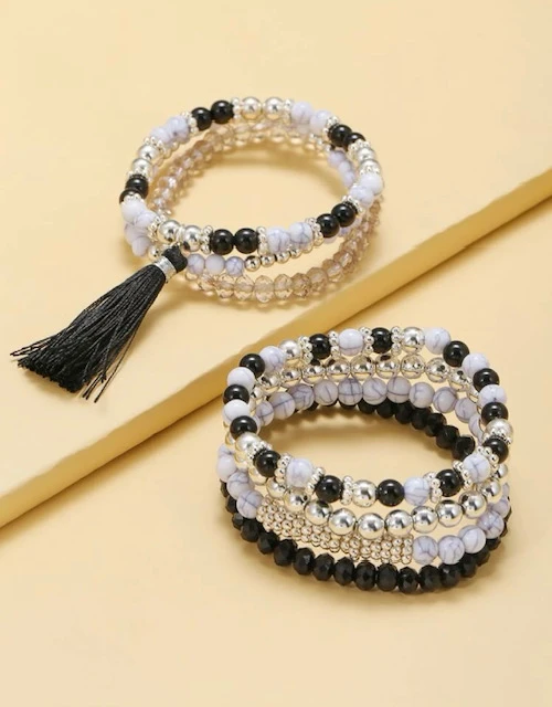 7 PC TASSEL CHARM BEADED BRACELET product image (2)