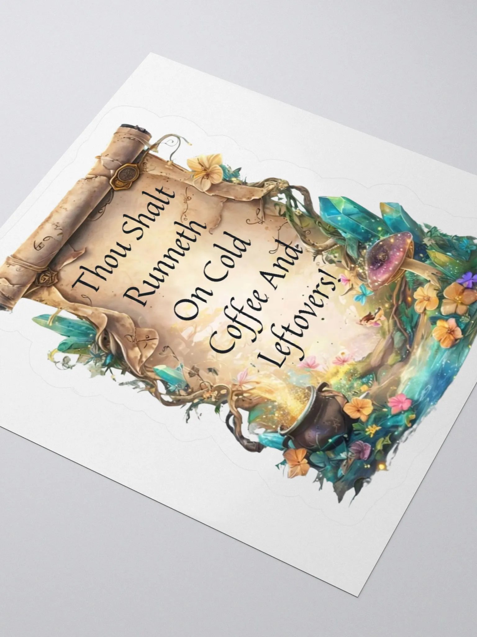 Cold Coffee & Leftovers Funny Mom Sticker – Fairytale Prophecy Vinyl Decal product image (9)