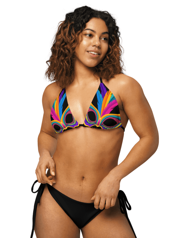 Black Low Rise Cheeky String Bikini, Mardi Gras Top product image (4)