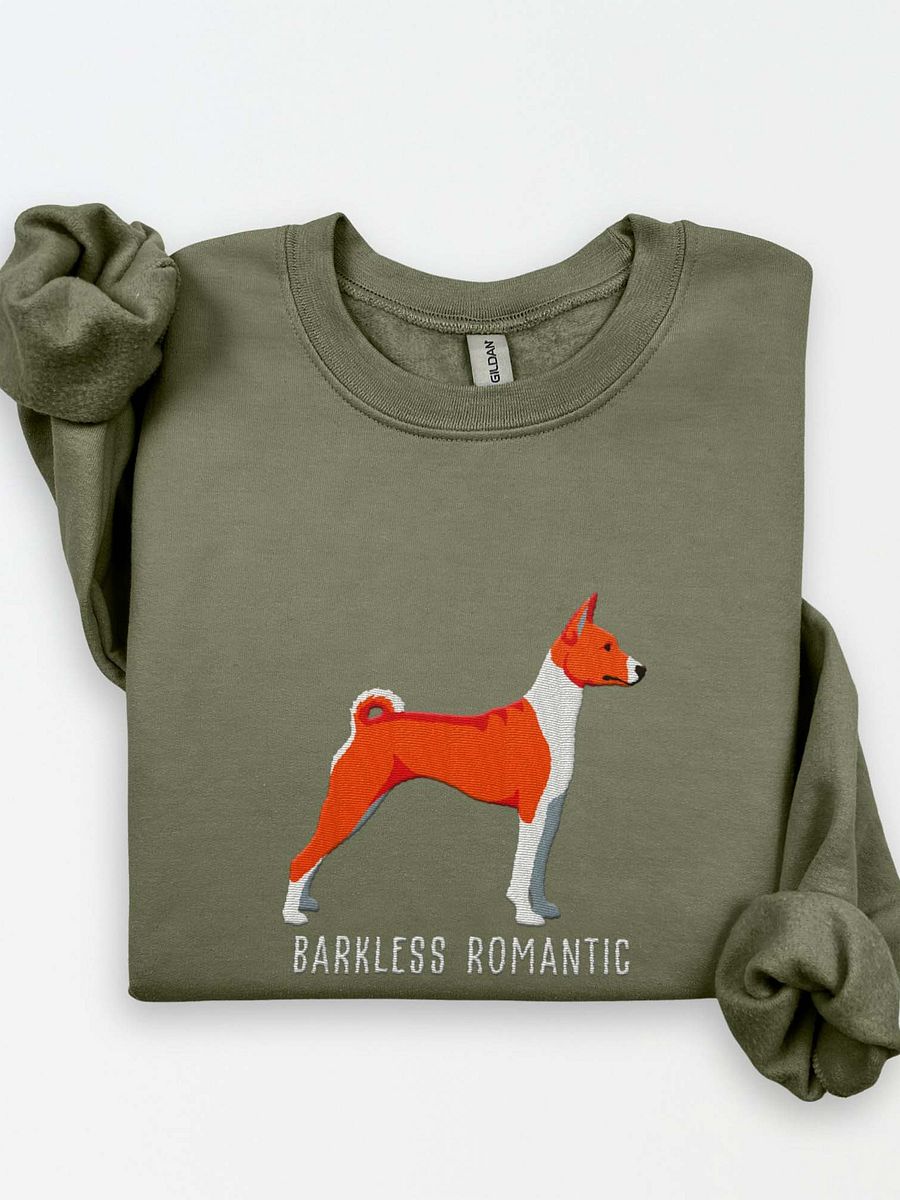 Barkless Romantic Sweatshirt (Embroidered) of a Basenji product image (1)