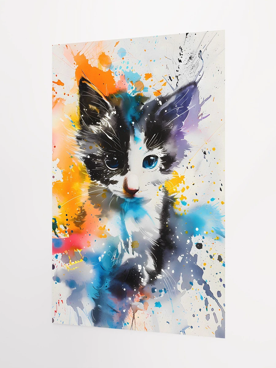Whimsical Feline Charm: Playful Kitten in Vivid Watercolor Tones Matte Poster product image (5)