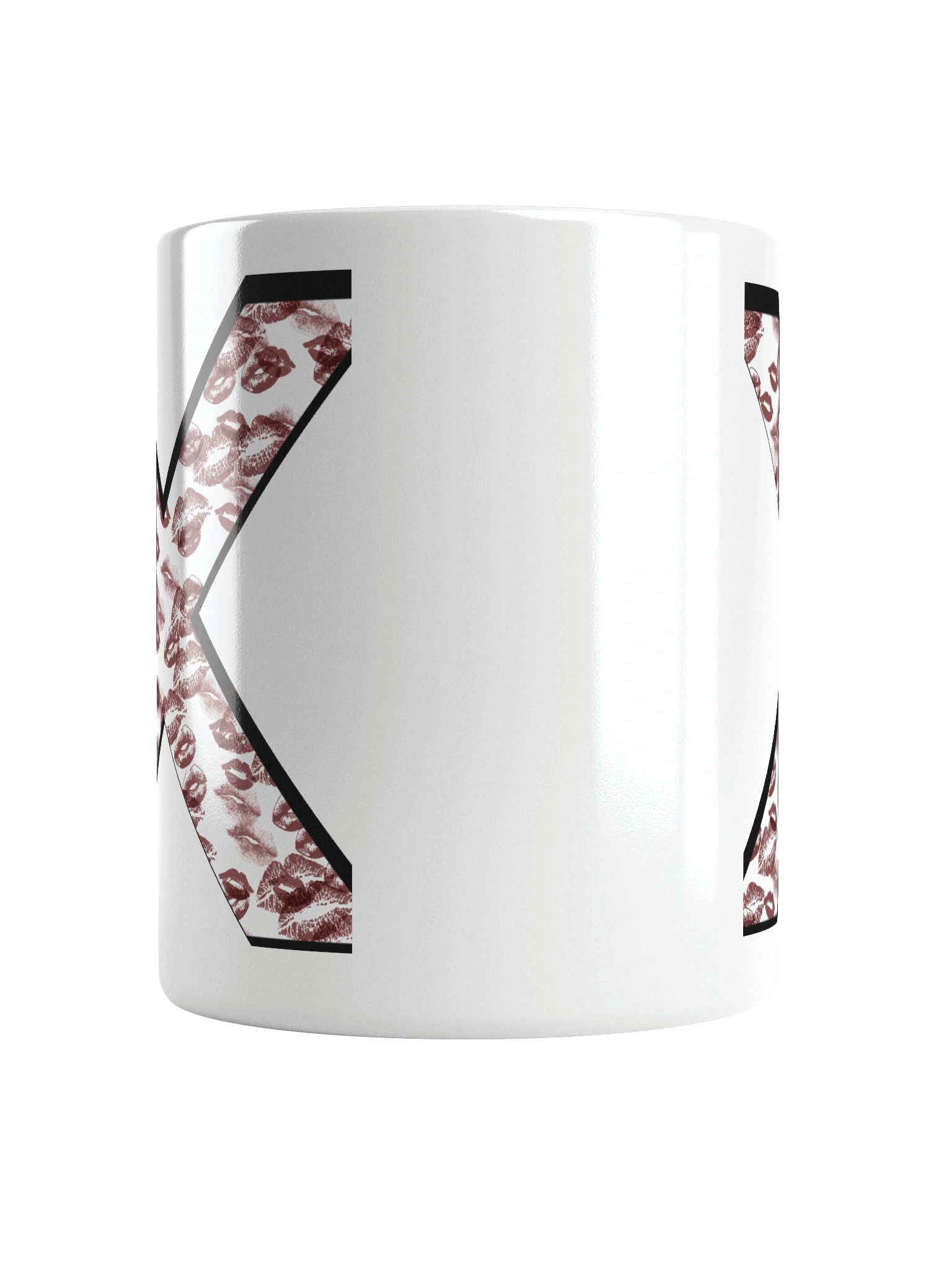 White X Burgundy Lipstick Kisses | Glossy White Mug product image (14)